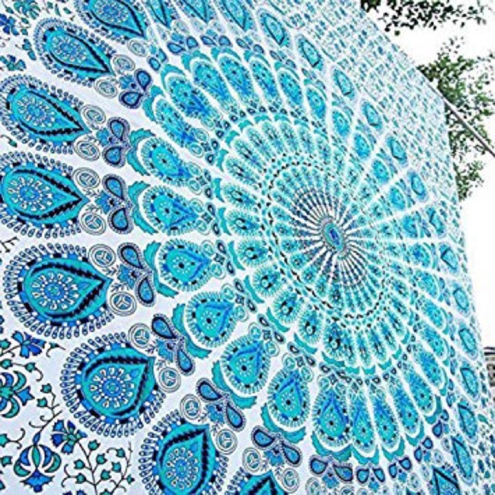 Blue beautiful peacock Mandala tapestry
